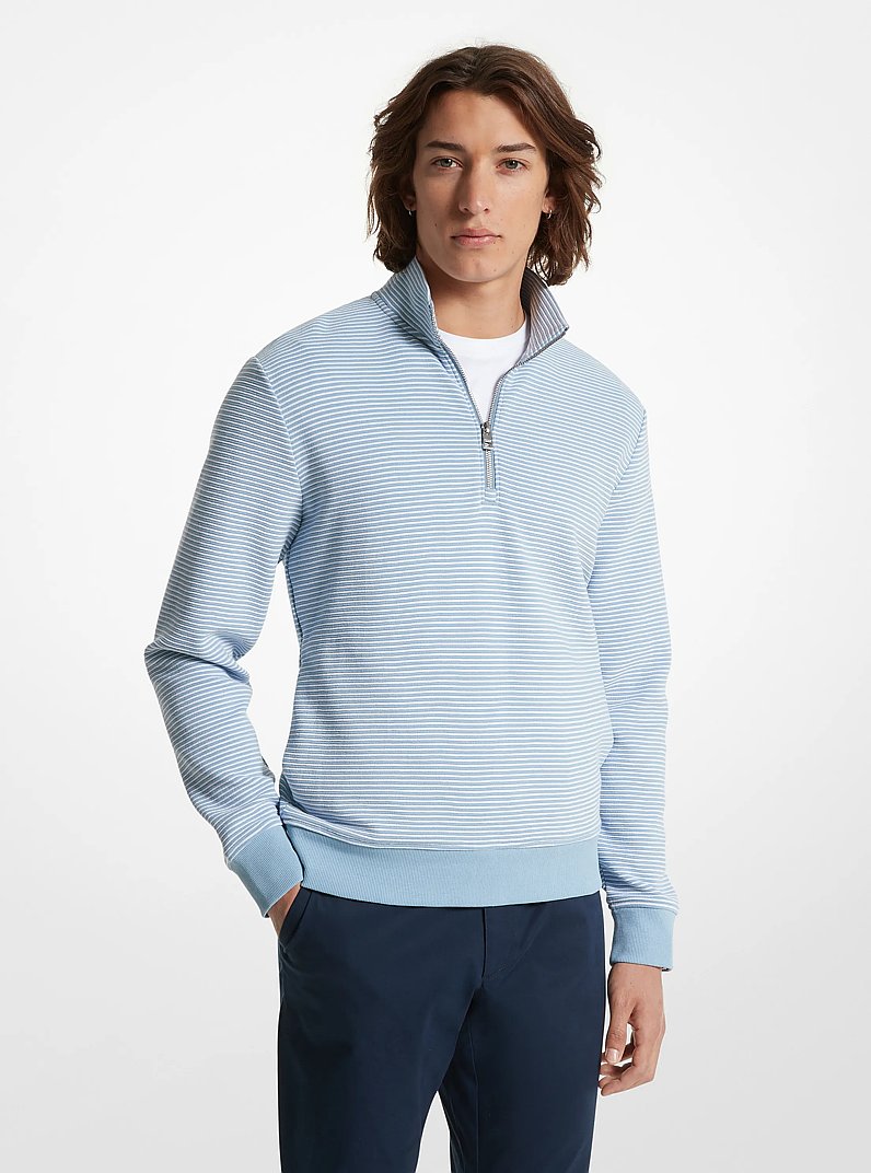 Su&eacute;ter de mezcla de algod&oacute;n con media cremallera in CHAMBRAY | Michael Kors