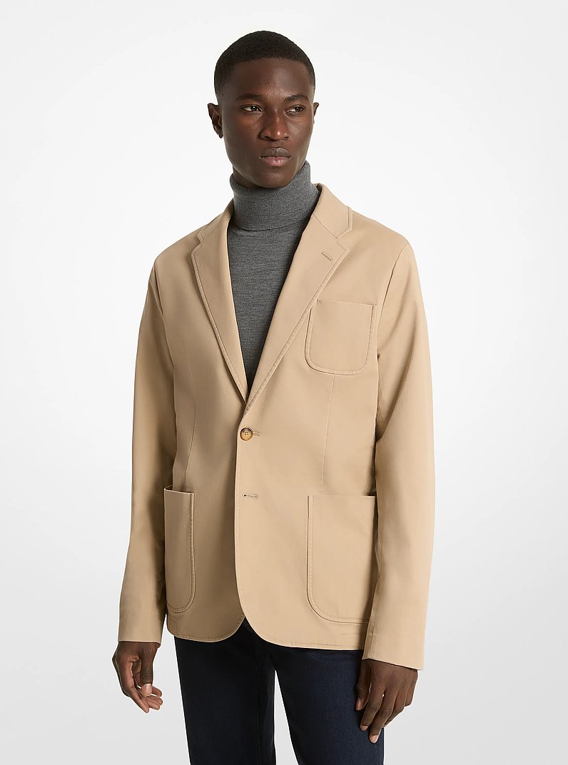 Stretch Cotton Twill Blazer in KHAKI | Michael Kors