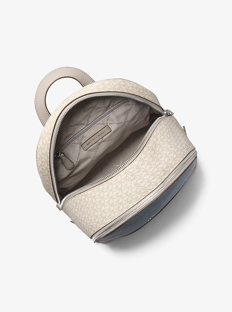 Rhea Medium Color-Block Signature Logo Backpack in LT SKY MLT | Michael Kors