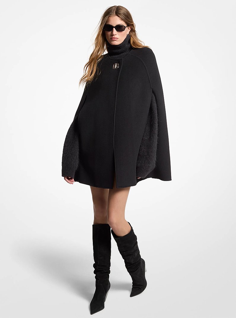 Cape en m&eacute;lange de laine in NOIR | Michael Kors