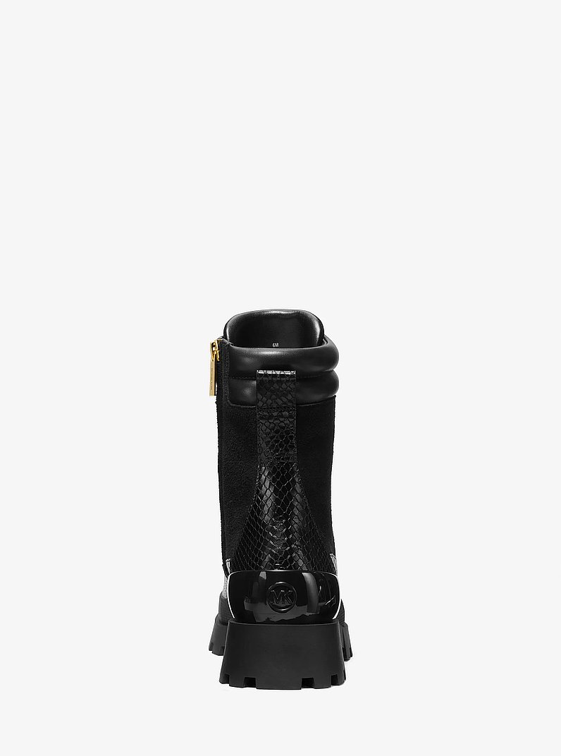 Bota Rowan de ante y piel con motivo de serpiente en relieve
