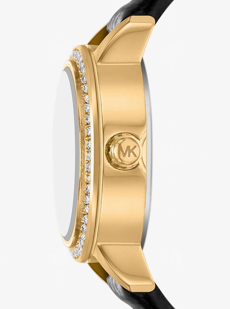 Reloj Melissa micro en tono dorado con piel con relieve de cocodrilo con pav&eacute; in DORADO | Michael Kors