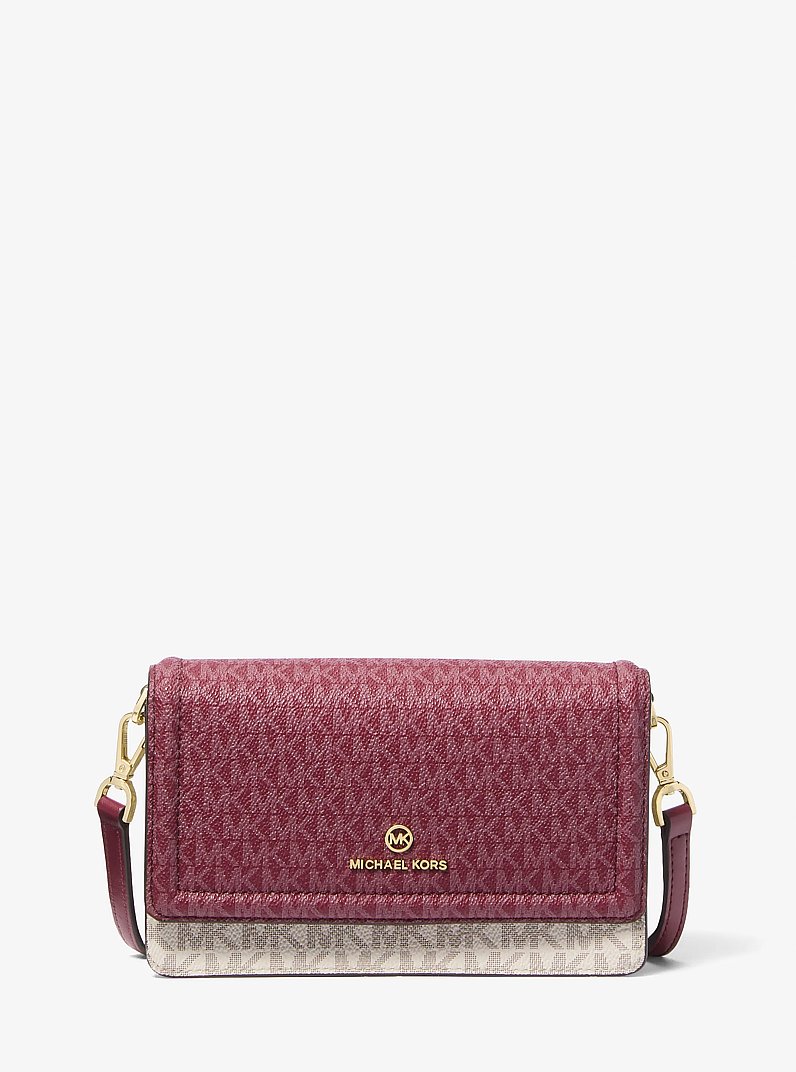 Jet Set Small Two-Tone Logo Smartphone Crossbody Bag in MULBERRY MLT | Michael Kors