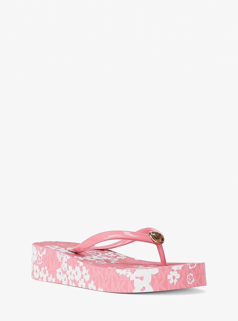 Bedford Printed Signature Logo Flip Flop in CARNATION | Michael Kors