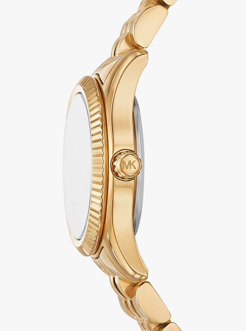 Petite Lexington Pav&eacute; Gold-Tone Watch in GOLD | Michael Kors