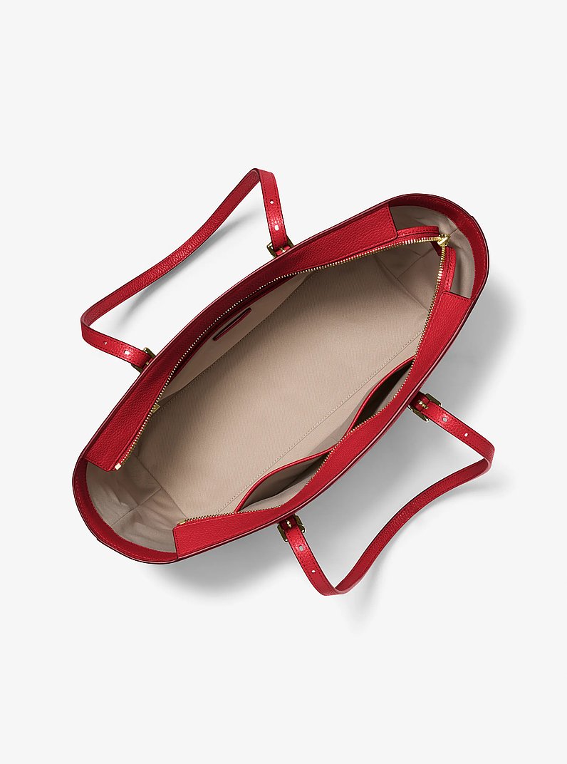 Quinn Large Pebbled Leather Tote Bag in CRIMSON | Michael Kors