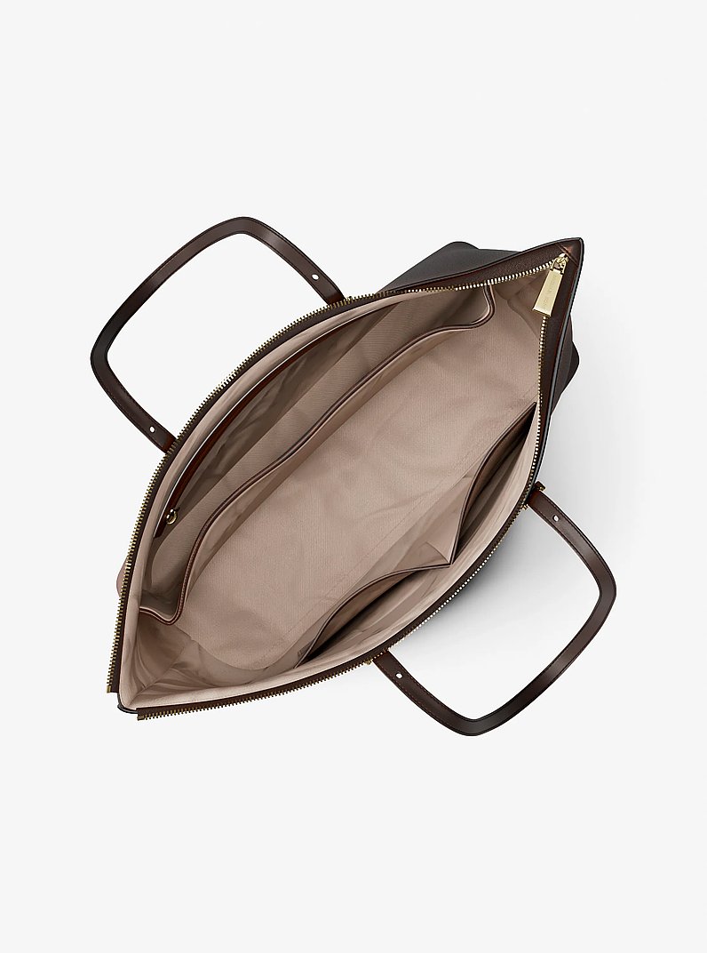 Quinn Large Pebbled Leather Tote Bag in CHOCOLATE | Michael Kors