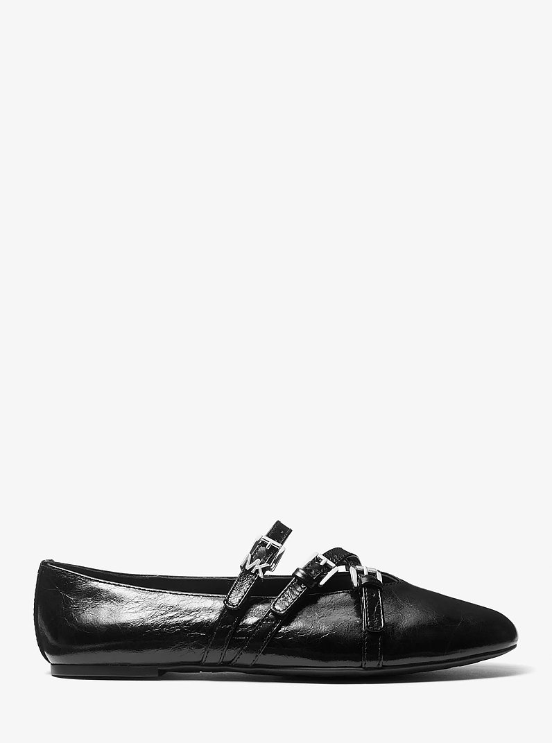 Indy Flex Leather Ballet Flat in BLACK | Michael Kors