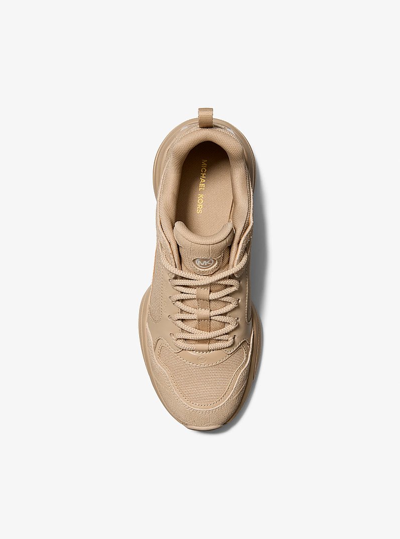 Bowie Mixed-Media Trainer in KHAKI | Michael Kors