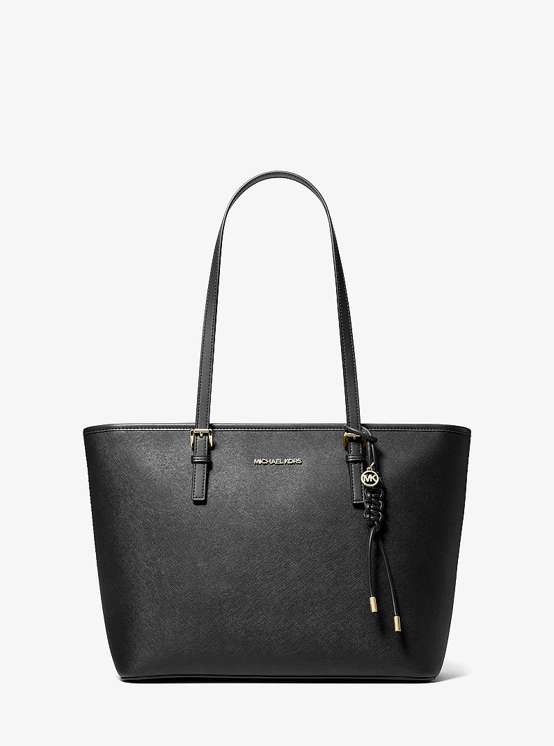 Bolso tote Jet Set de piel saffiano con adorno in NEGRO | Michael Kors