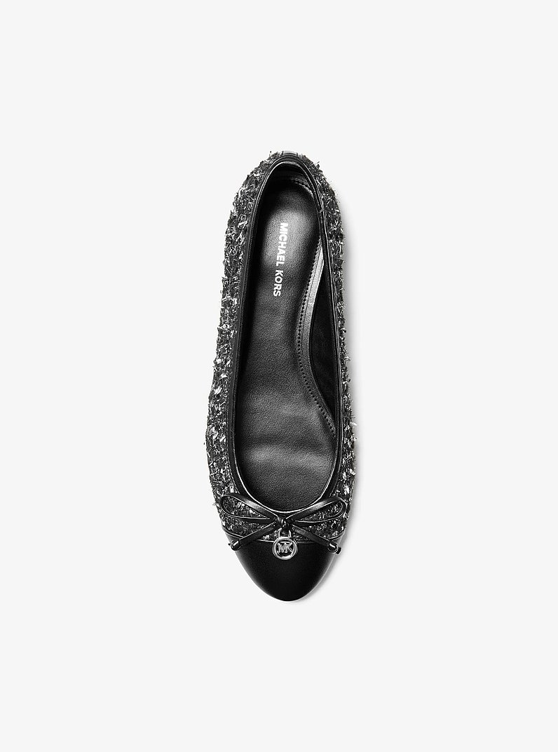 Ballerina Piper Flex in tweed metallizzato in NERO | Michael Kors