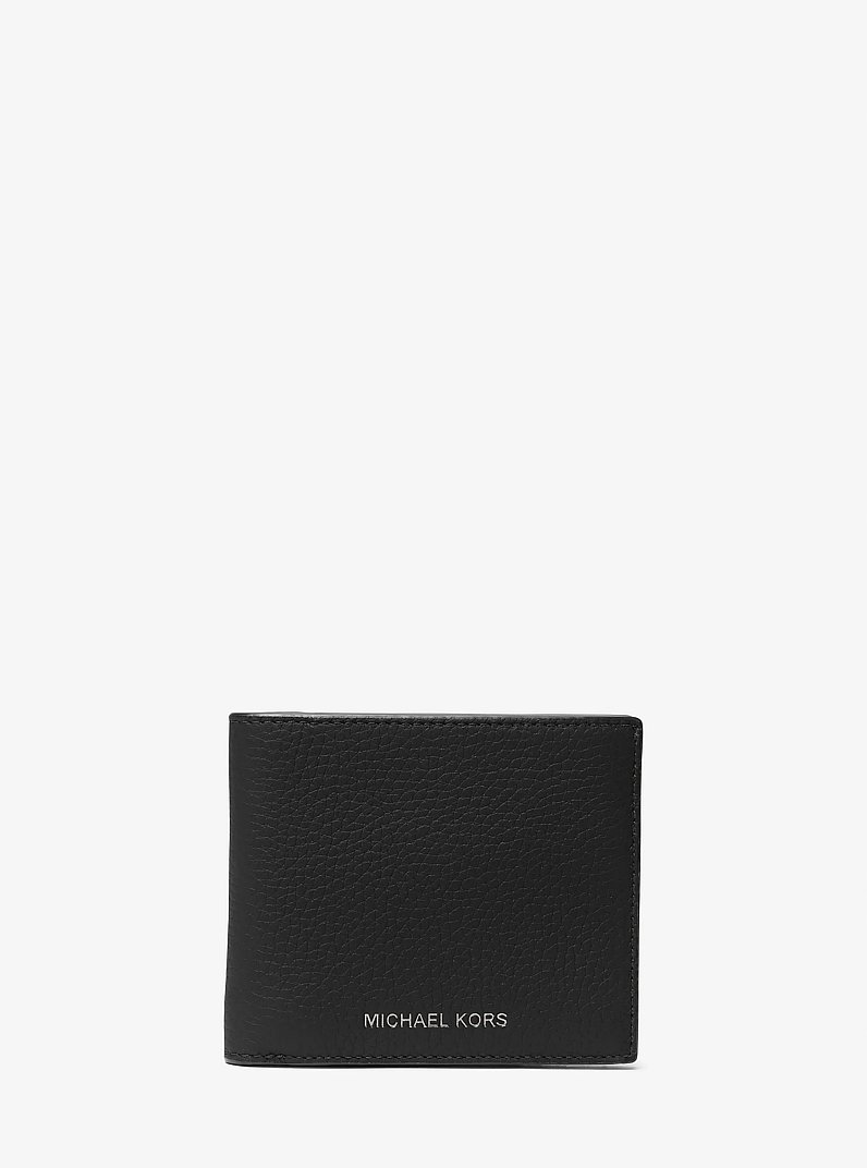 Hudson Pebbled Leather Billfold Wallet in BLACK | Michael Kors