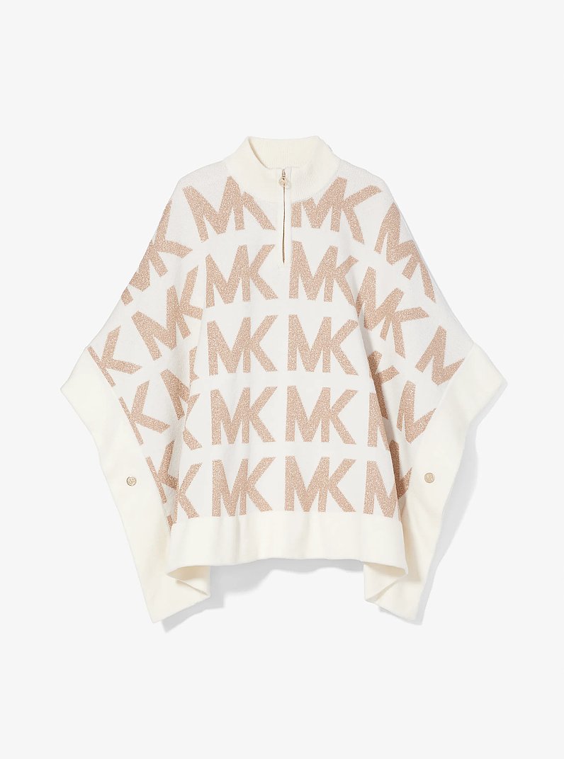 Poncho de punto metalizado con logotipo