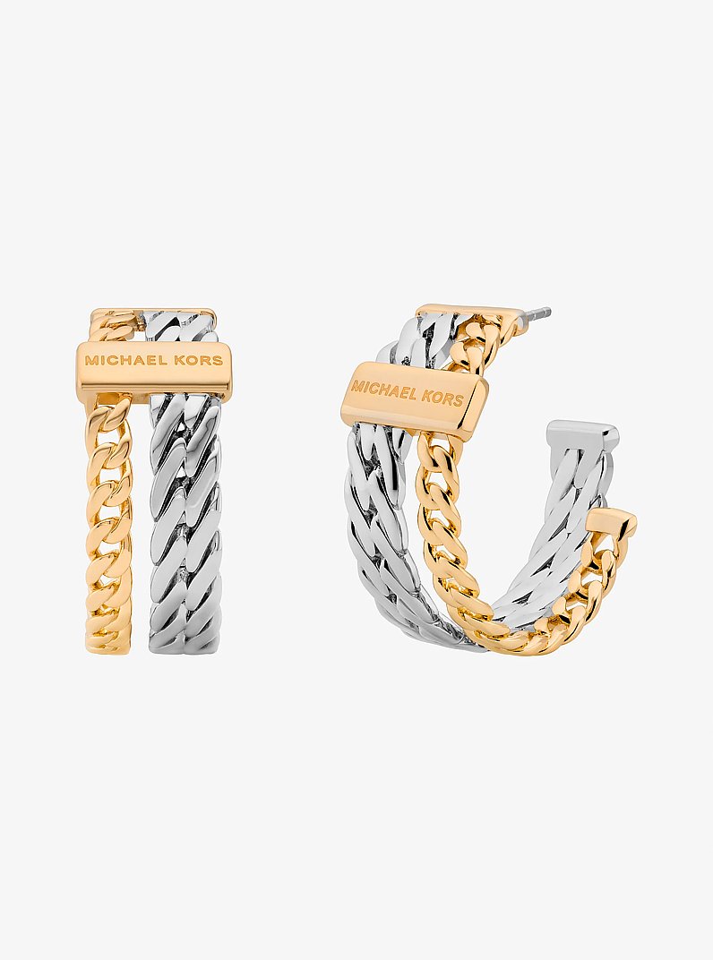Double Layered Hoop Earrings in TWO TONE | Michael Kors