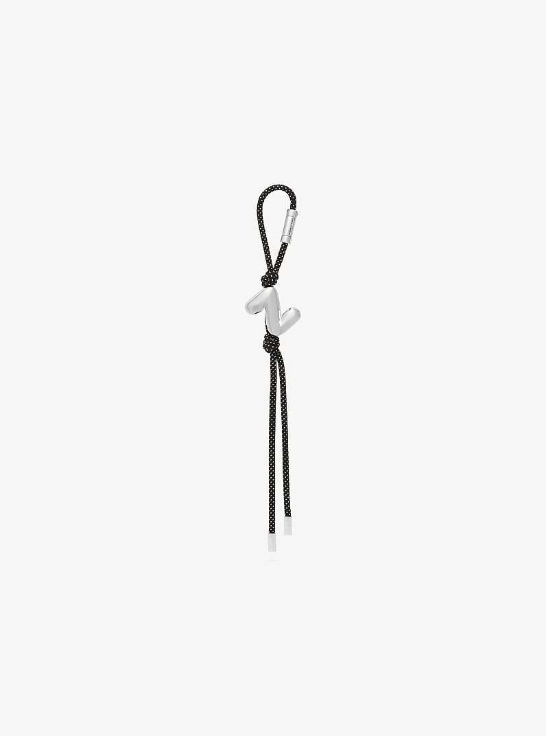 Initial Silver-Tone and Speckled Cord Bag Charm in SH RHODIUM | Michael Kors