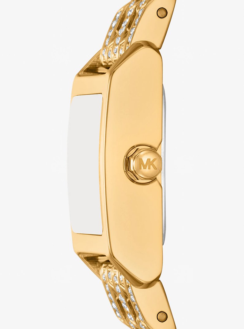 Micro Georgie Pav&eacute; Gold-Tone Watch in GOLD | Michael Kors