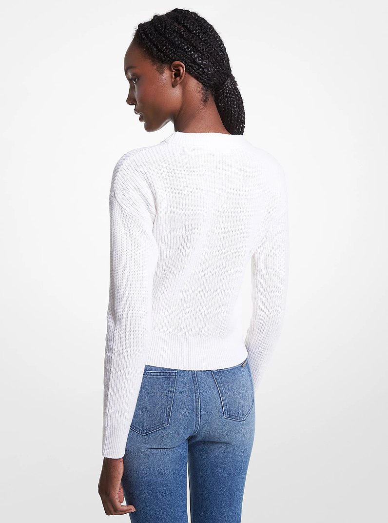 Wool Blend Cutout Sweater in WHITE | Michael Kors