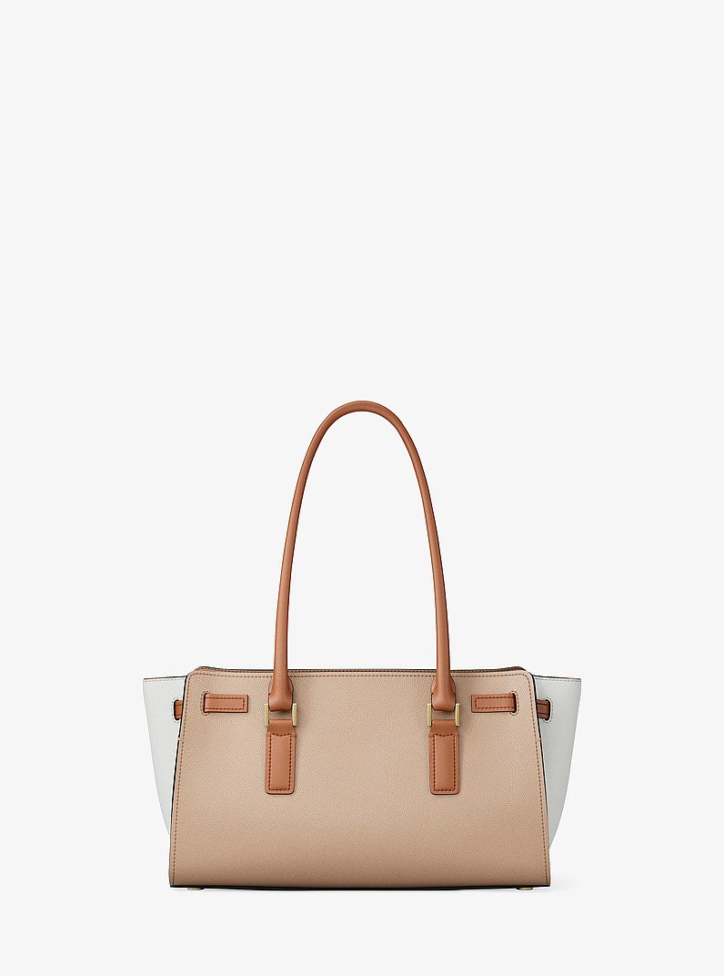 Hamilton Moderne Small Color-Blocked Leather Satchel in CAQUI MULTICOLOR | Michael Kors