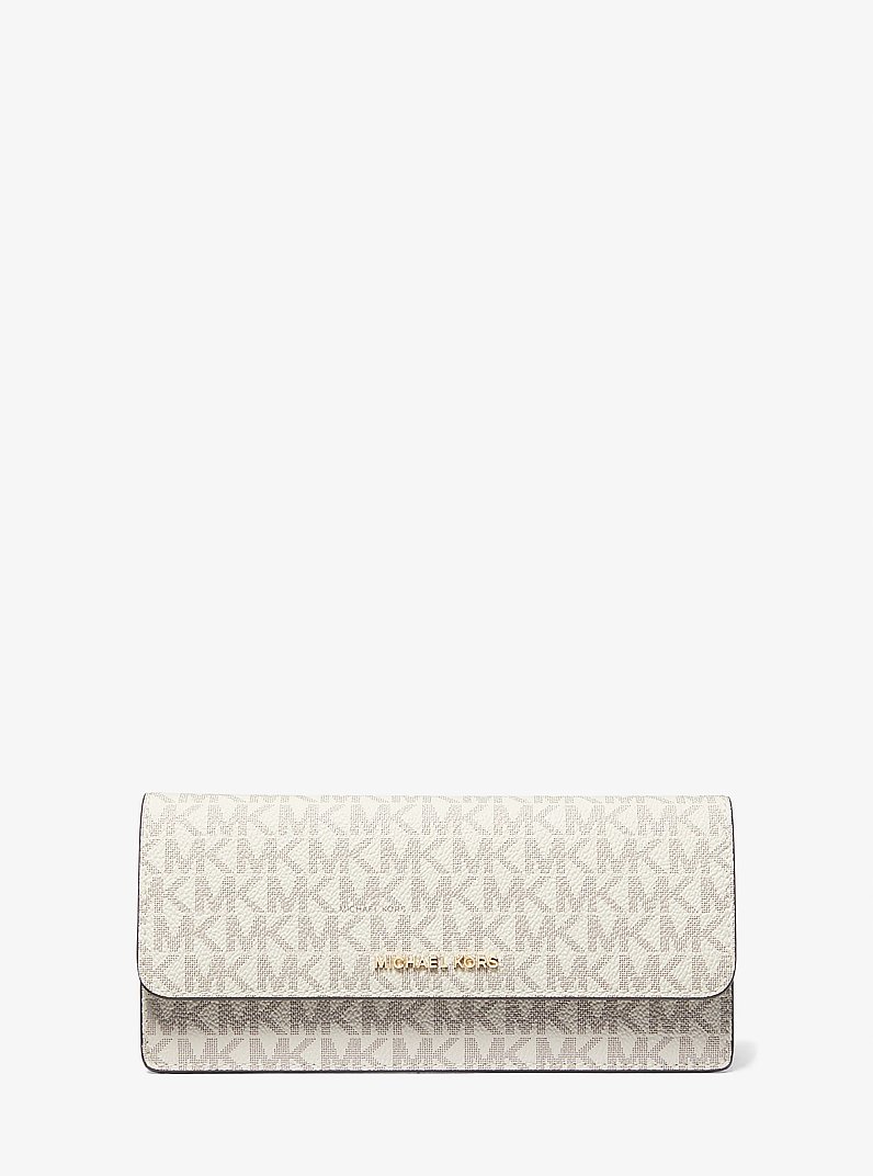 Jet Set Large Signature Logo Wallet in VANILLA/ACORN | Michael Kors