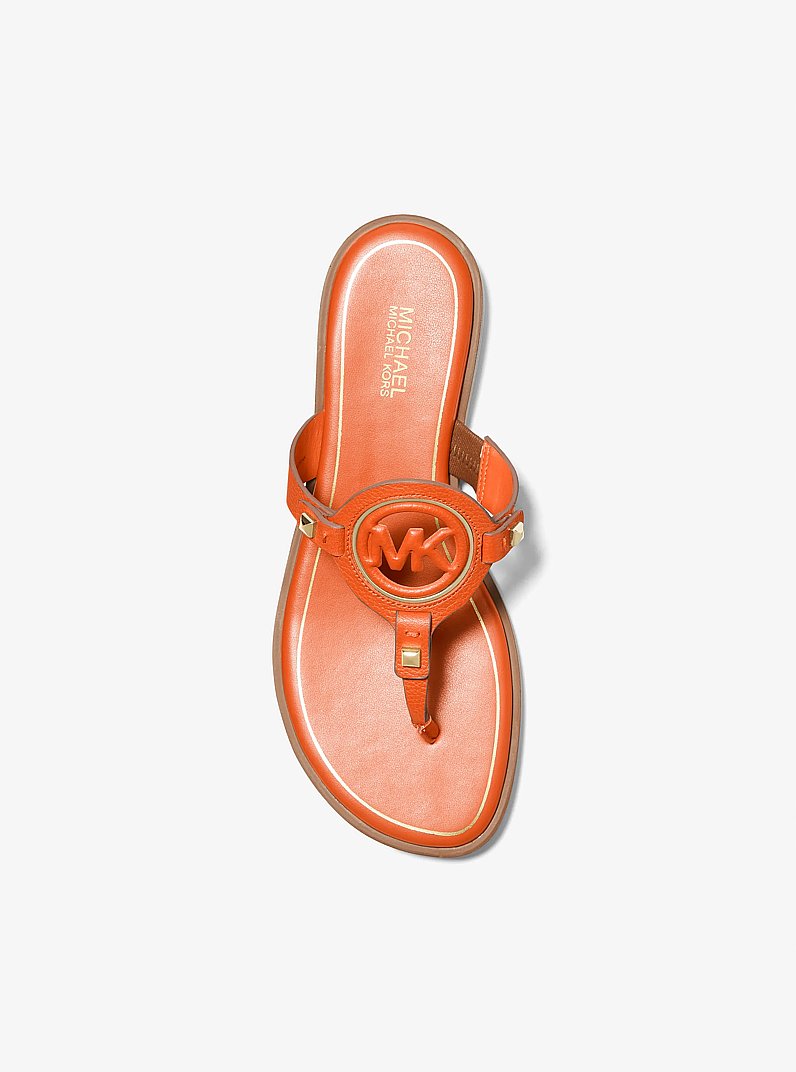 Aubrey Cutout Leather T-Strap Sandal in POPPY | Michael Kors