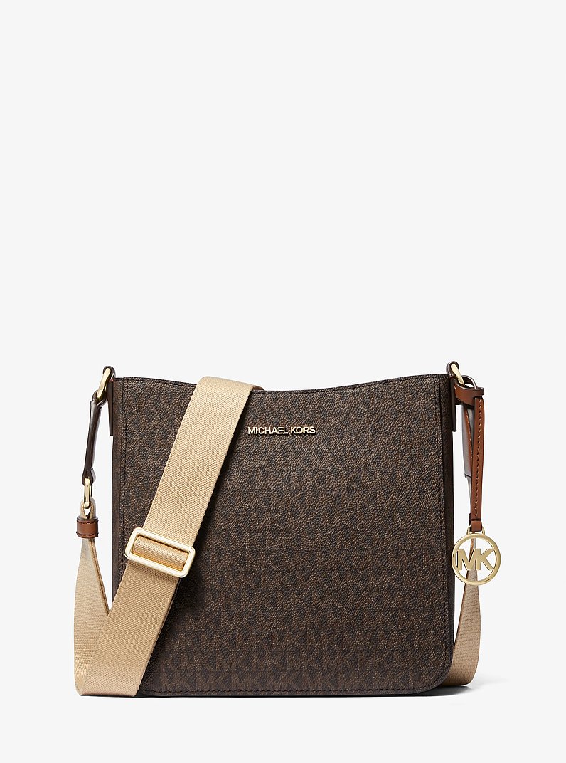 Bolso de mensajero Jet Set Travel peque&ntilde;o con estampado de logotipos in MARR&Oacute;N | Michael Kors