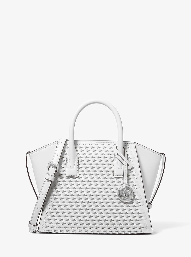 Petite sacoche Avril tiss&eacute;e in BLANC OPTIQUE | Michael Kors