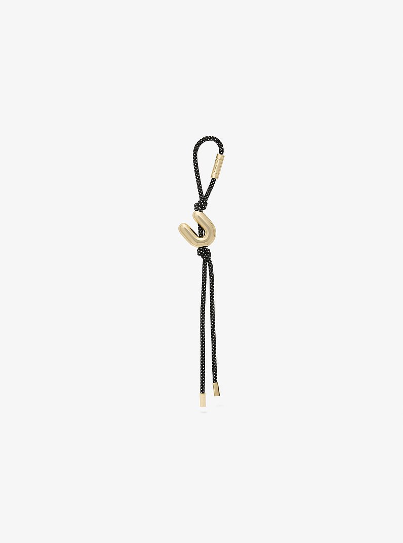 Initial Gold-Tone and Speckled Cord Bag Charm in 18K GOLD | Michael Kors