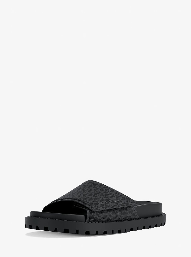 Luka Signature Logo Slide Sandal in BLACK | Michael Kors