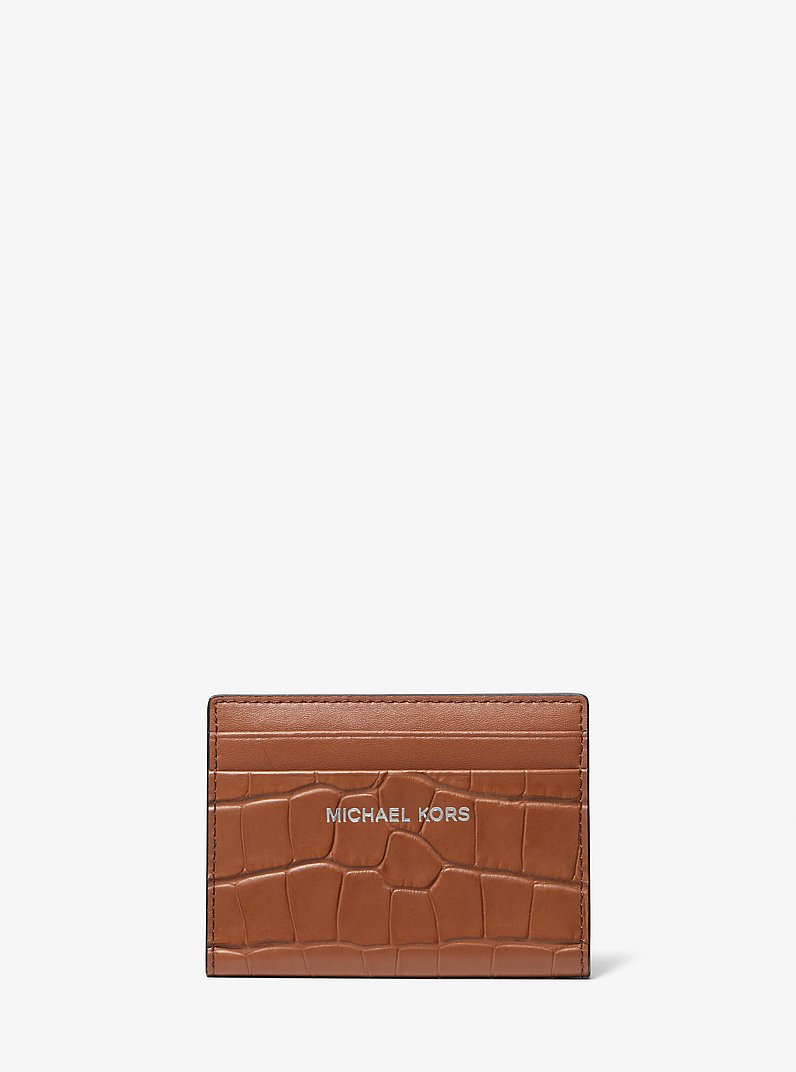 Hudson Crocodile Embossed Leather Bifold Wallet in LUGGAGE | Michael Kors