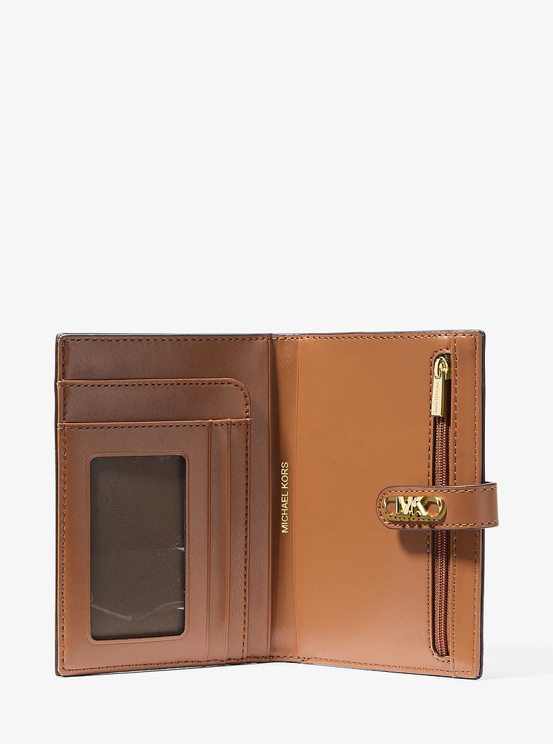 Empire Medium Signature Logo Passport Wallet in BRN/ACORN | Michael Kors