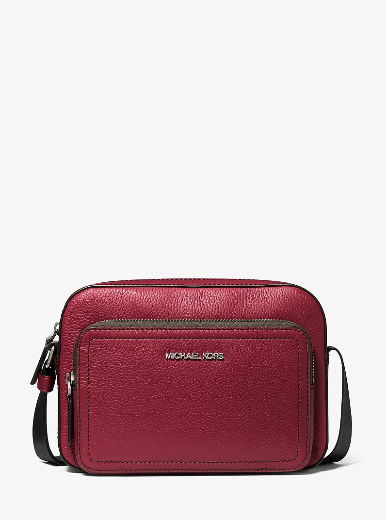 Cooper Pebbled Leather Utility Crossbody Bag in CHERRY | Michael Kors