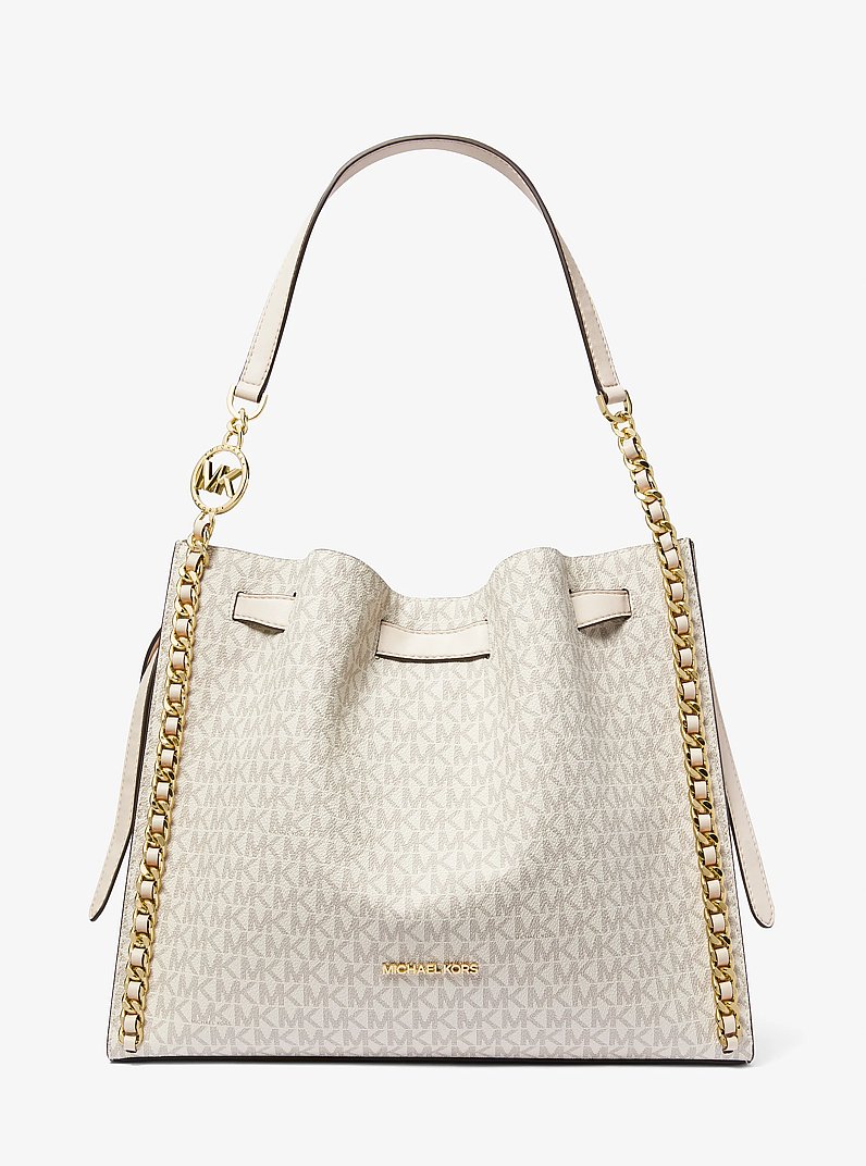 Mina Large Signature Logo Chain Shoulder Bag in LT CRM MULTI | Michael Kors