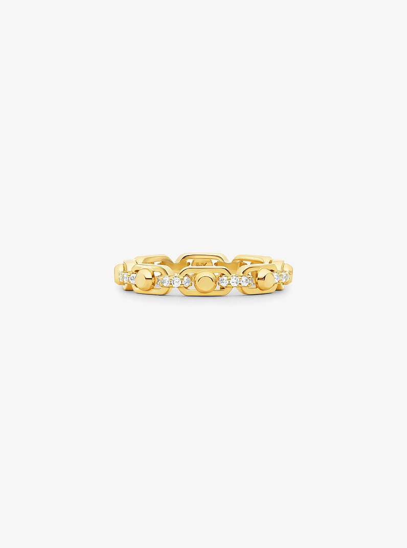 Kettenring Astor Link Small aus Sterlingsilber mit Edelmetallbeschichtung und Pav&eacute; in GOLDTON | Michael Kors