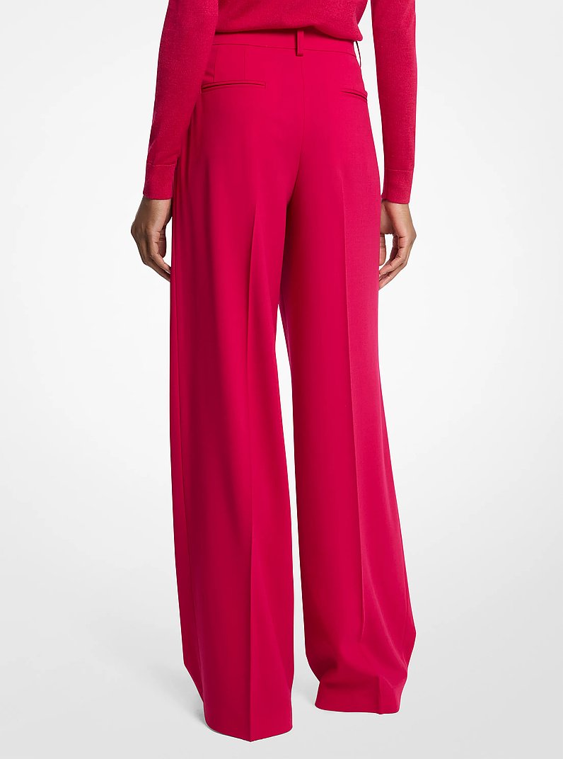 Stretch Wool Pleated Slouch Trousers in RASPBERRY | Michael Kors