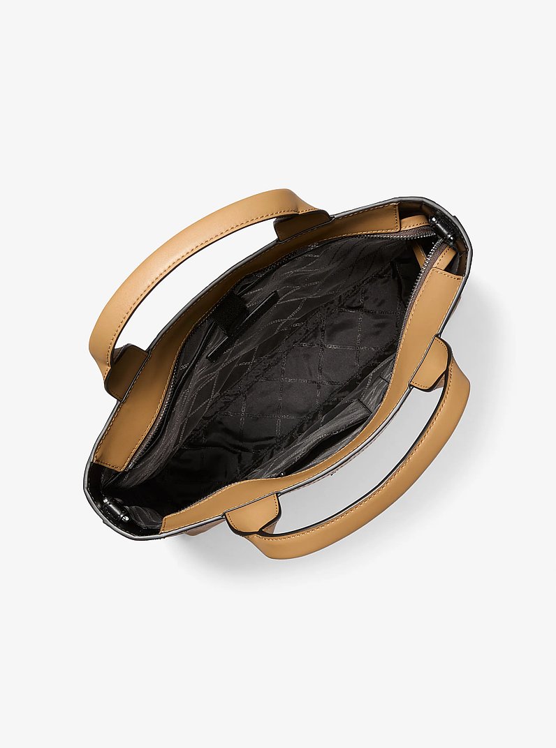 Hudson Crocodile Embossed Leather Tote Bag in HUSK | Michael Kors