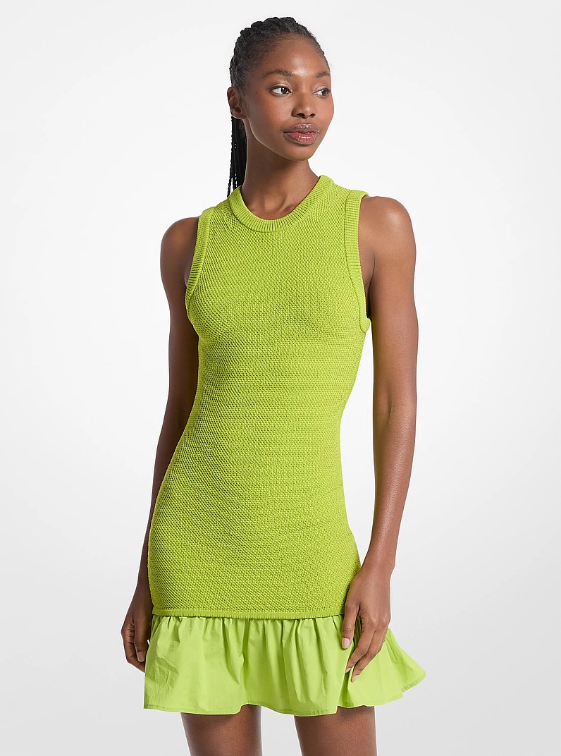 Ruffled Woven Mini Dress in LIME | Michael Kors