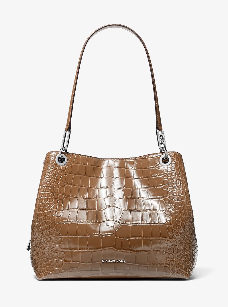 Kensington Large Crocodile Embossed Leather Tote Bag