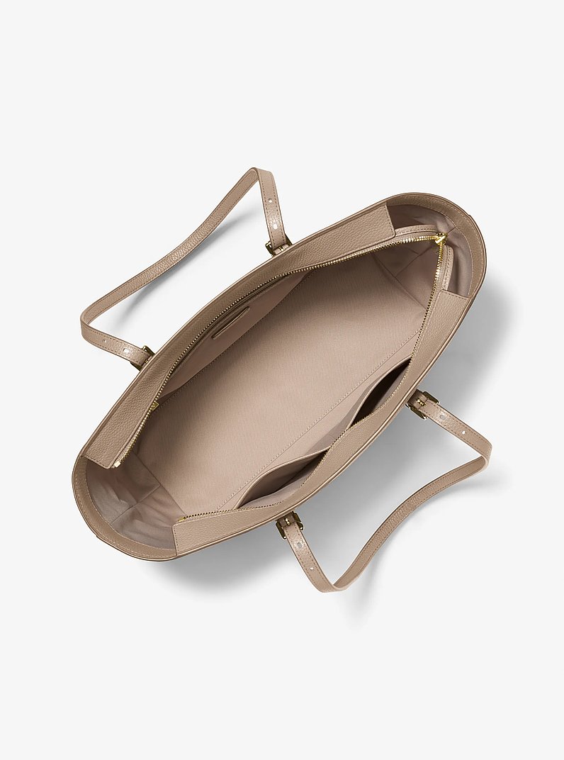 Quinn Large Pebbled Leather Tote Bag in BIRCH | Michael Kors