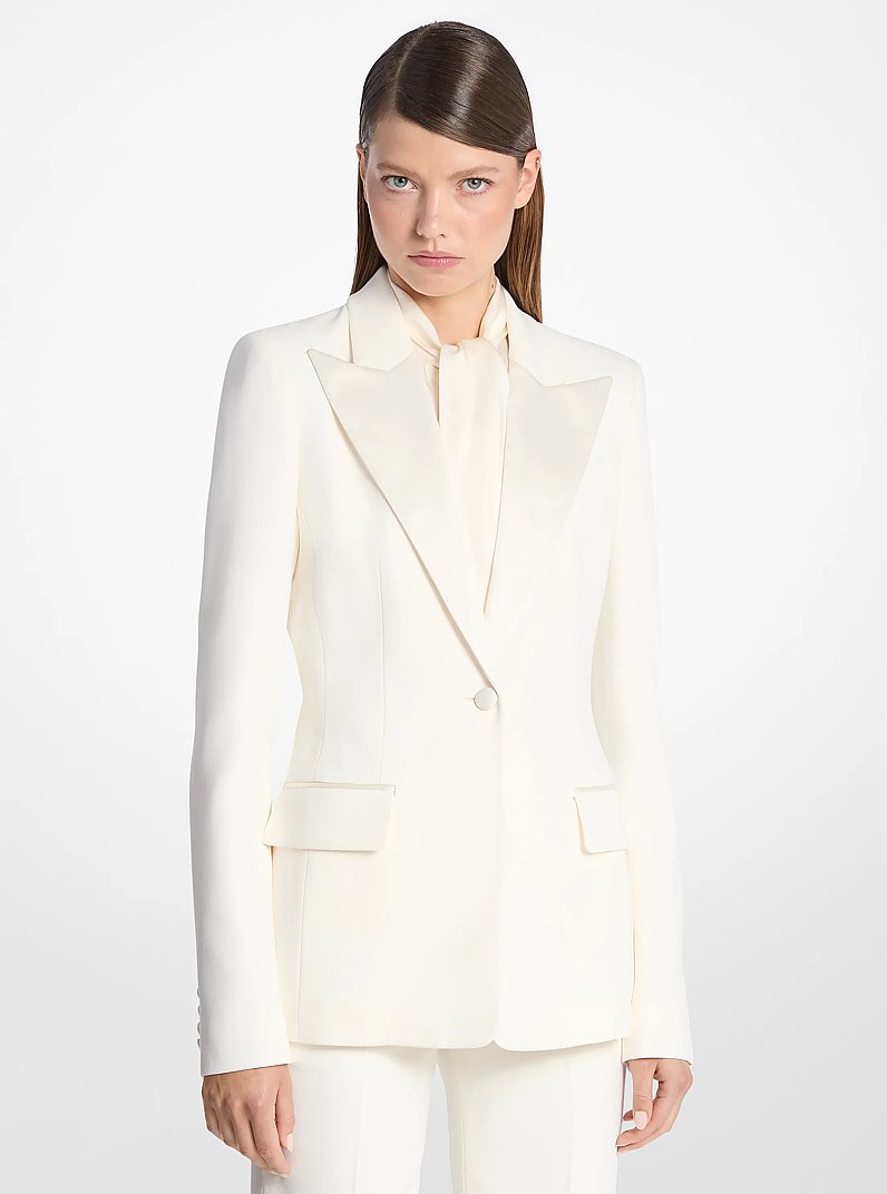 Blazer Georgina de crep&eacute; sabl&eacute; doble adornado a mano in MARFIL | Michael Kors