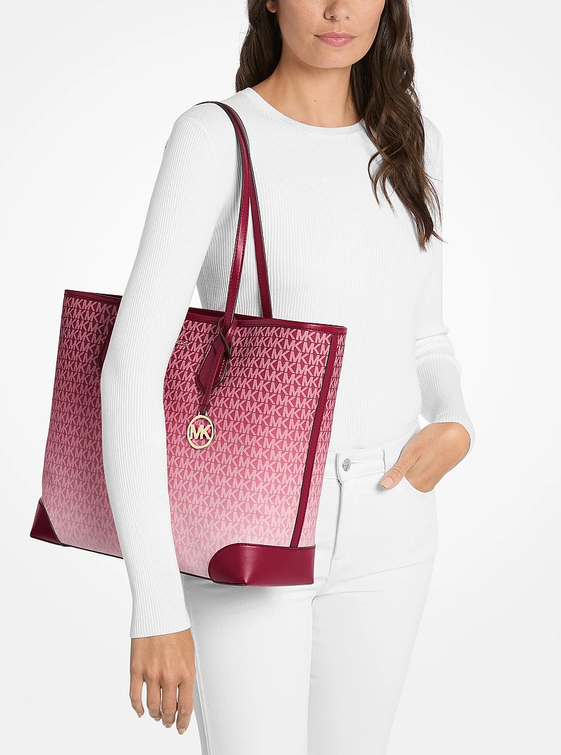 Eva Large Ombr&eacute; Signature Logo Tote Bag in CHERRY | Michael Kors
