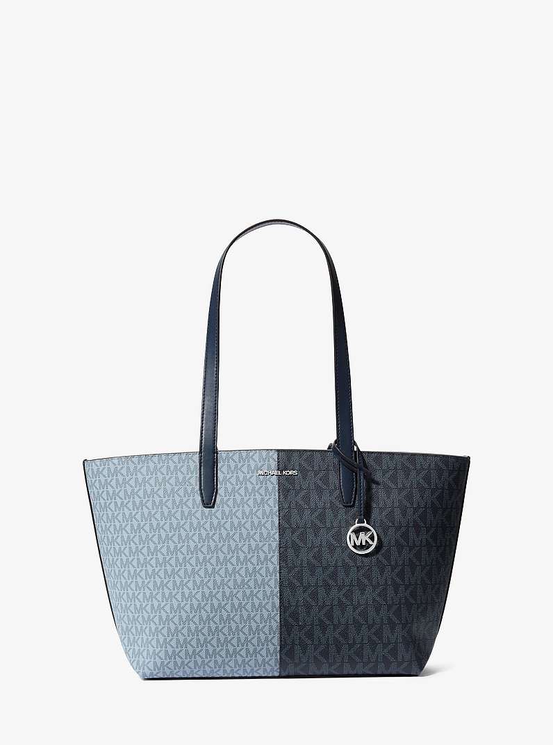 Jet Set Travel Medium Two-Tone Logo Tote Bag in NAVY MULTI | Michael Kors