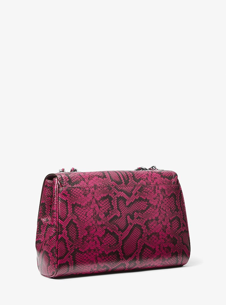 Parker Extra-Large Snake Embossed Leather Shoulder Bag in DEEP FUCHSIA | Michael Kors