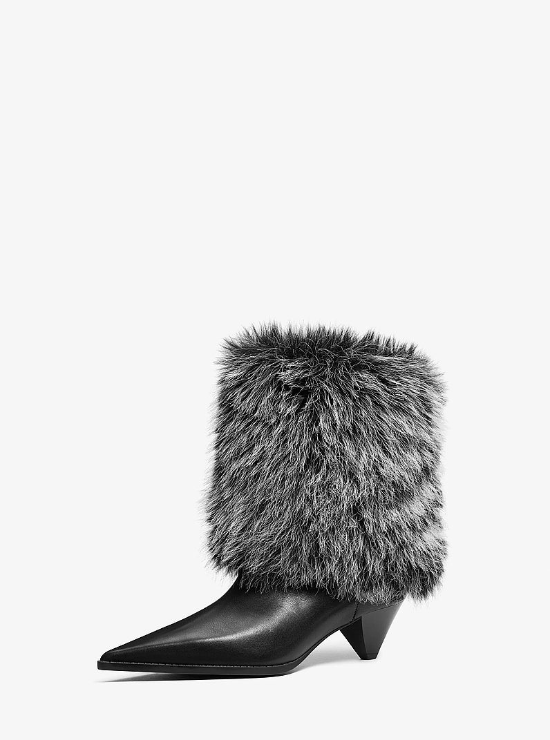 Jayla Faux Fur and Leather Boot in BLACK WHITE MULTI | Michael Kors