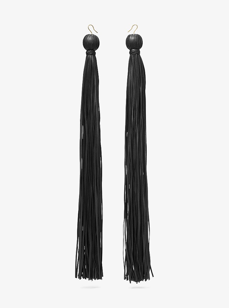 Aretes de borlas de piel in NEGRO | Michael Kors