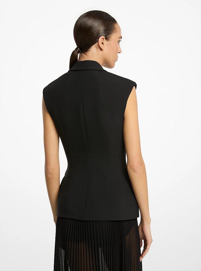 Crepe Sabl&eacute; Sleeveless Jacket in BLACK | Michael Kors