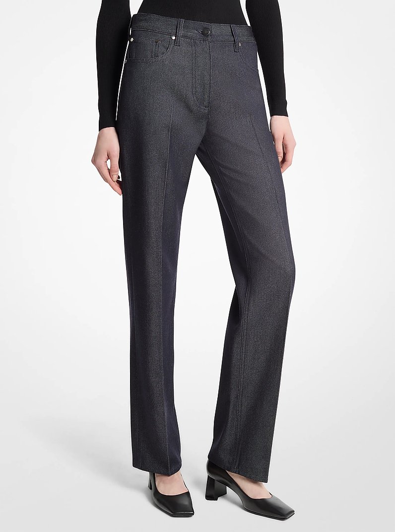Wool Cotton Twill Stovepipe Trouser Jeans in MIDNIGHT | Michael Kors