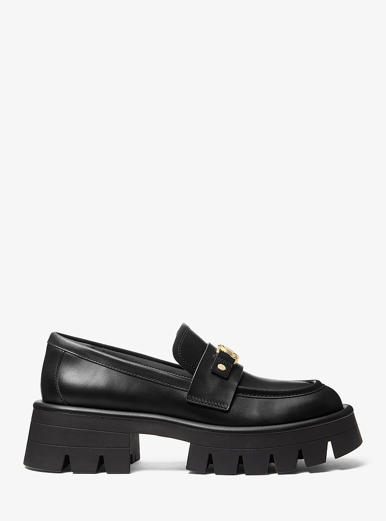 Mandy Leather Platform Loafer in BLACK | Michael Kors