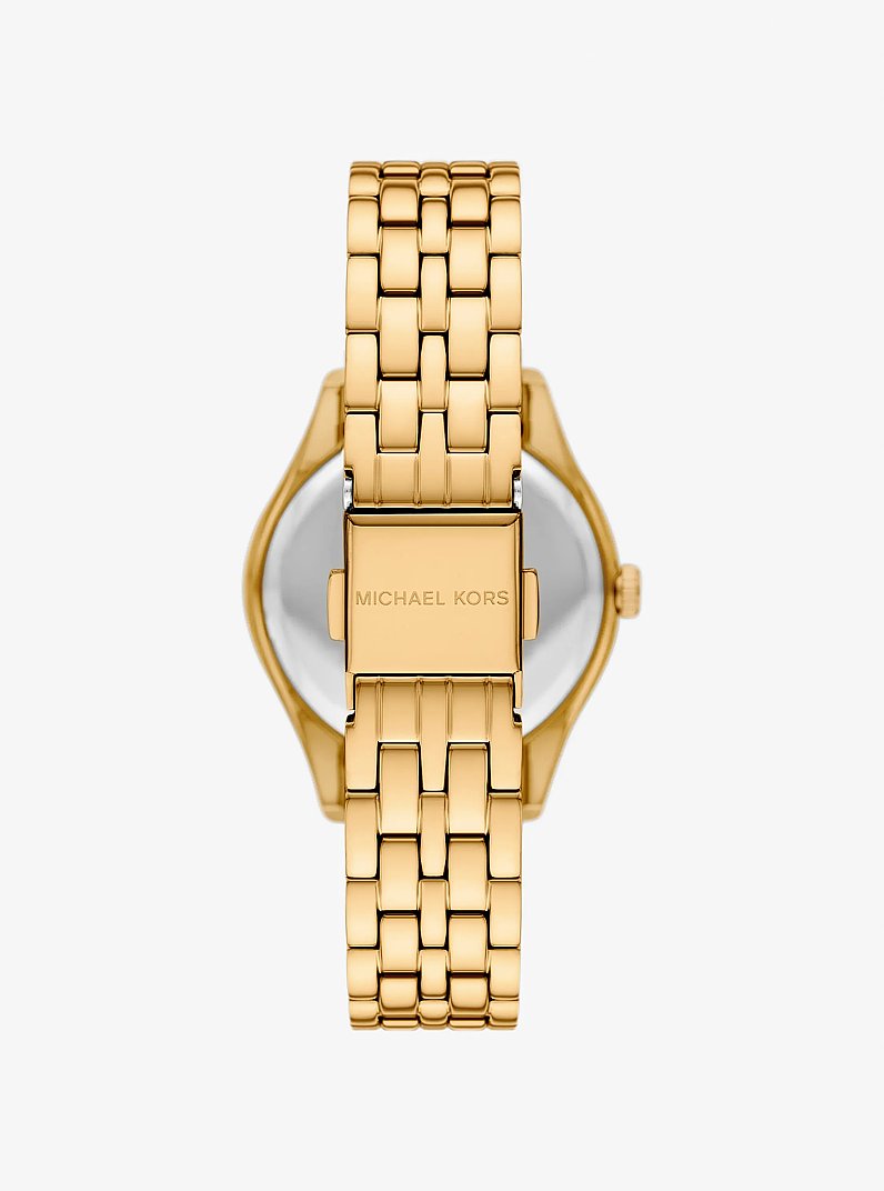 Mini Harlowe Pav&eacute; Gold-Tone Watch in GOLD | Michael Kors