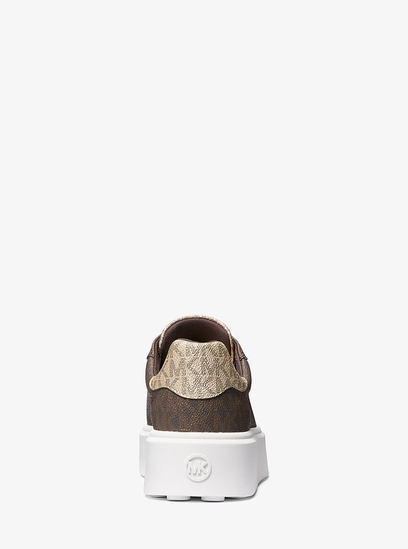 Romey Metallic Two-Tone Signature Logo Platform Sneaker in BROWN | Michael Kors