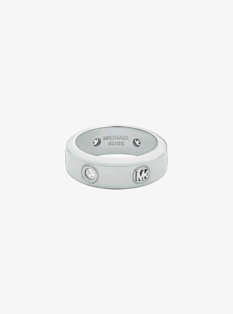 Pav&eacute; Logo Ring in SILVER | Michael Kors
